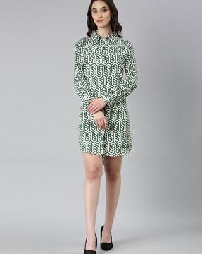 geometric print shirt dress