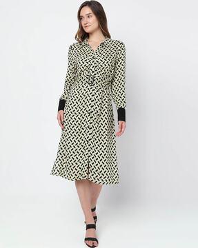 geometric print shirt dress