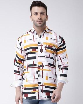 geometric print shirt with full sleeves