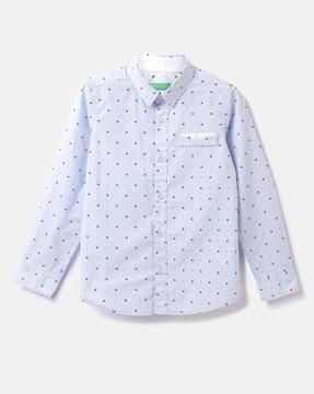 geometric print shirt with spread collar