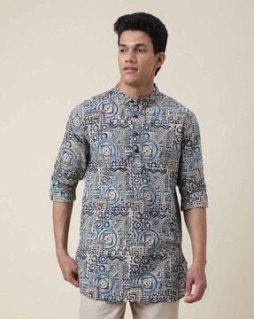 geometric print short kurta