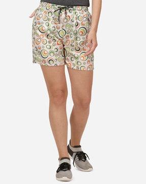 geometric print shorts with drawstring waist