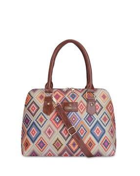 geometric print shoulder bag with detachable strap