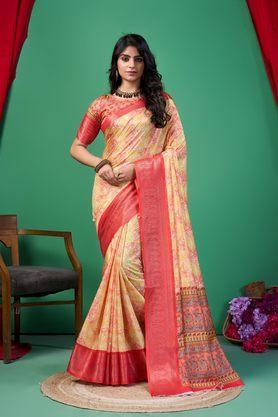 geometric print silk festive wear women's saree - multi