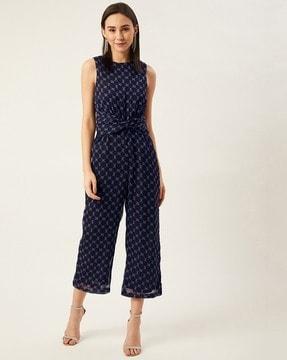 geometric print sleeveless jumpsuit