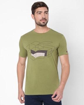 geometric print slim fit crew-neck t-shirt