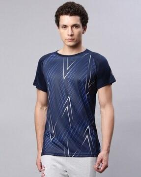 geometric print slim fit crew-neck t-shirt