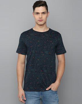 geometric print slim fit crew-neck t-shirt