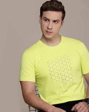 geometric print slim fit crew-neck t-shirt