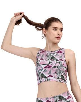 geometric print slim fit crop tank top