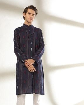 geometric print slim fit kurta