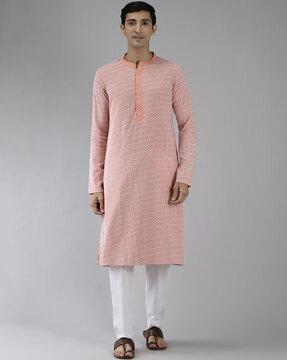 geometric print slim fit kurta