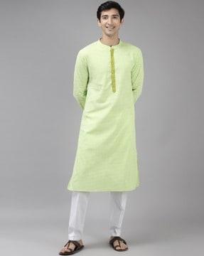 geometric print slim fit long kurta