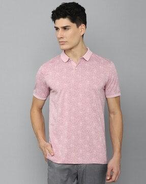 geometric print slim fit polo t-shirt