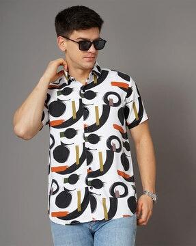 geometric print slim fit shirt