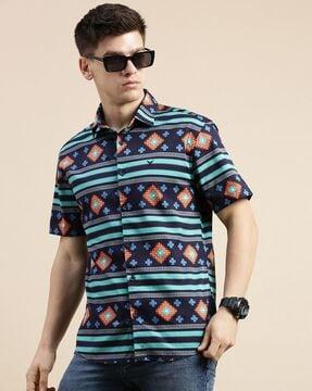 geometric print slim fit shirt