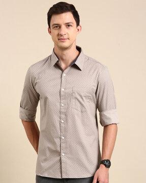 geometric print slim fit shirt