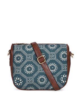 geometric print sling bag with adjustable strap