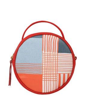 geometric print sling bag with detachable strap