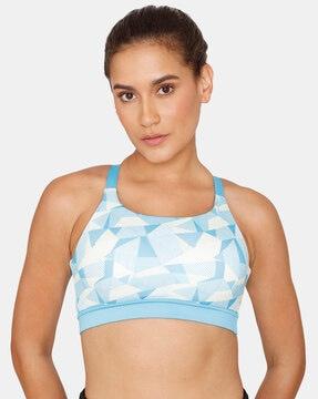 geometric print sports bra