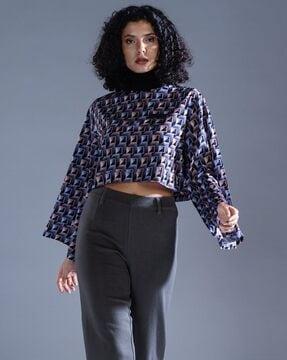 geometric print sporty relaxed fit blouse