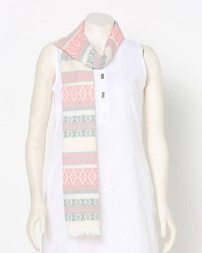 geometric print stole with tassels