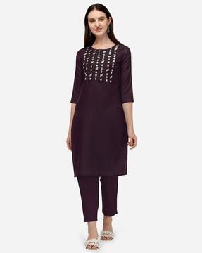 geometric print straight fit  kurta