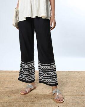 geometric print straight fit palazzos