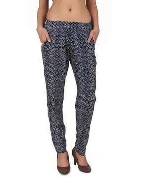 geometric print straight fit pants