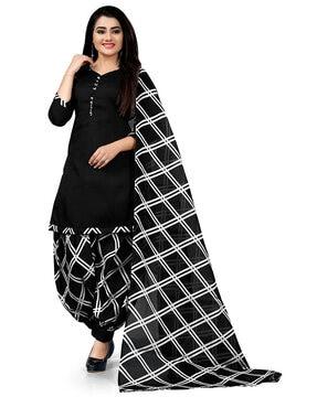 geometric print straight kurta set