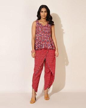 geometric print straight kurta with pants