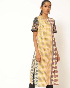 geometric print straight kurta