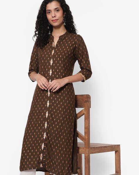 geometric print straight kurta