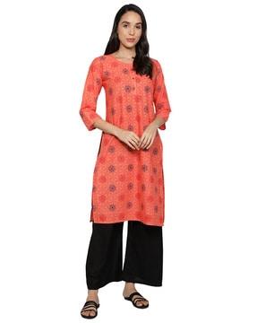 geometric print straight kurta