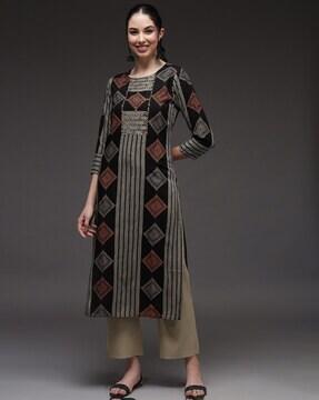 geometric print straight kurta