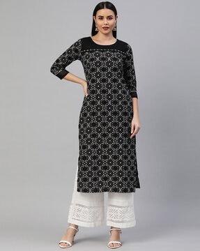 geometric print straight kurta