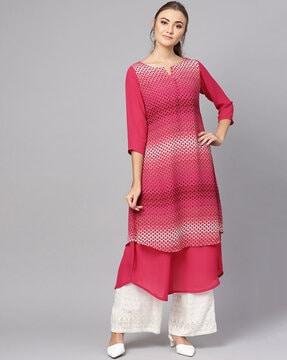 geometric print straight kurta