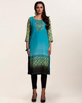 geometric print straight kurta