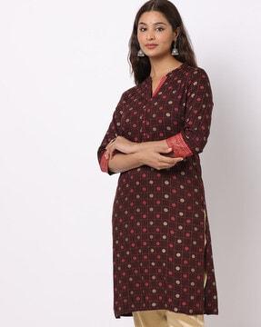 geometric print straight kurta