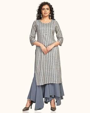 geometric print straight kurta