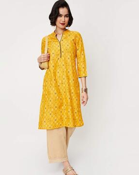 geometric print straight kurta