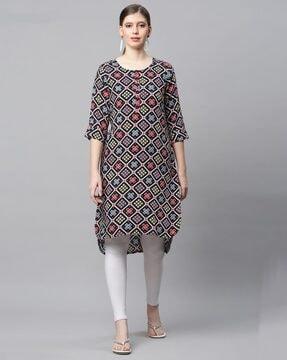 geometric print straight kurta