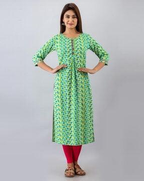 geometric print straight kurta