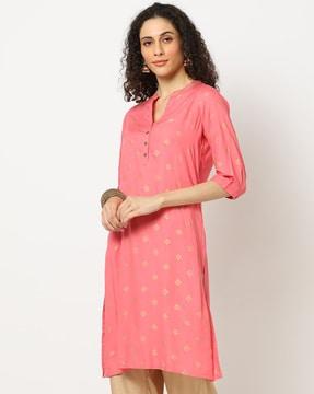 geometric print straight kurta