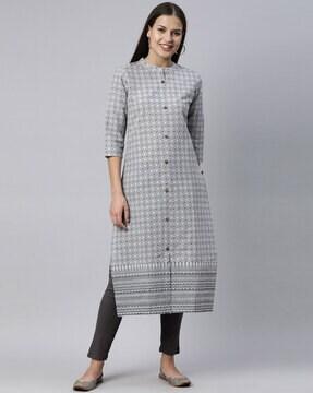 geometric print straight kurta