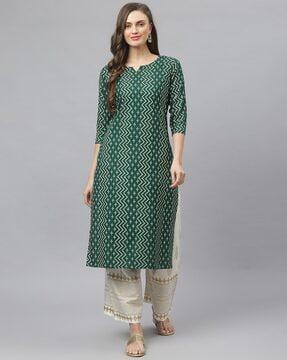 geometric print straight kurta