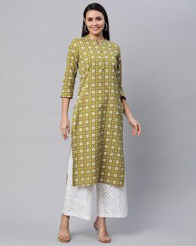 geometric print straight kurta