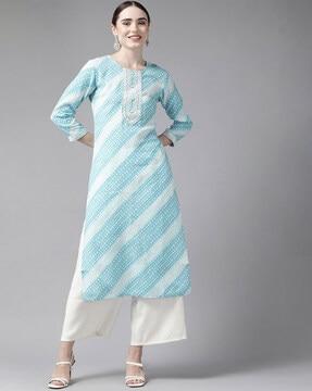 geometric print straight kurta