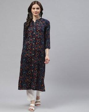 geometric print straight kurta