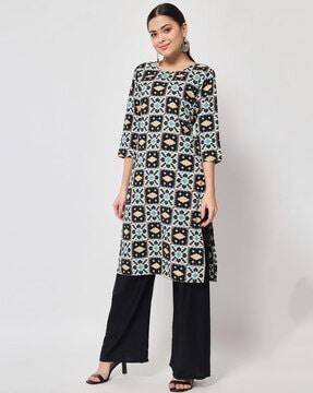 geometric print straight kurta